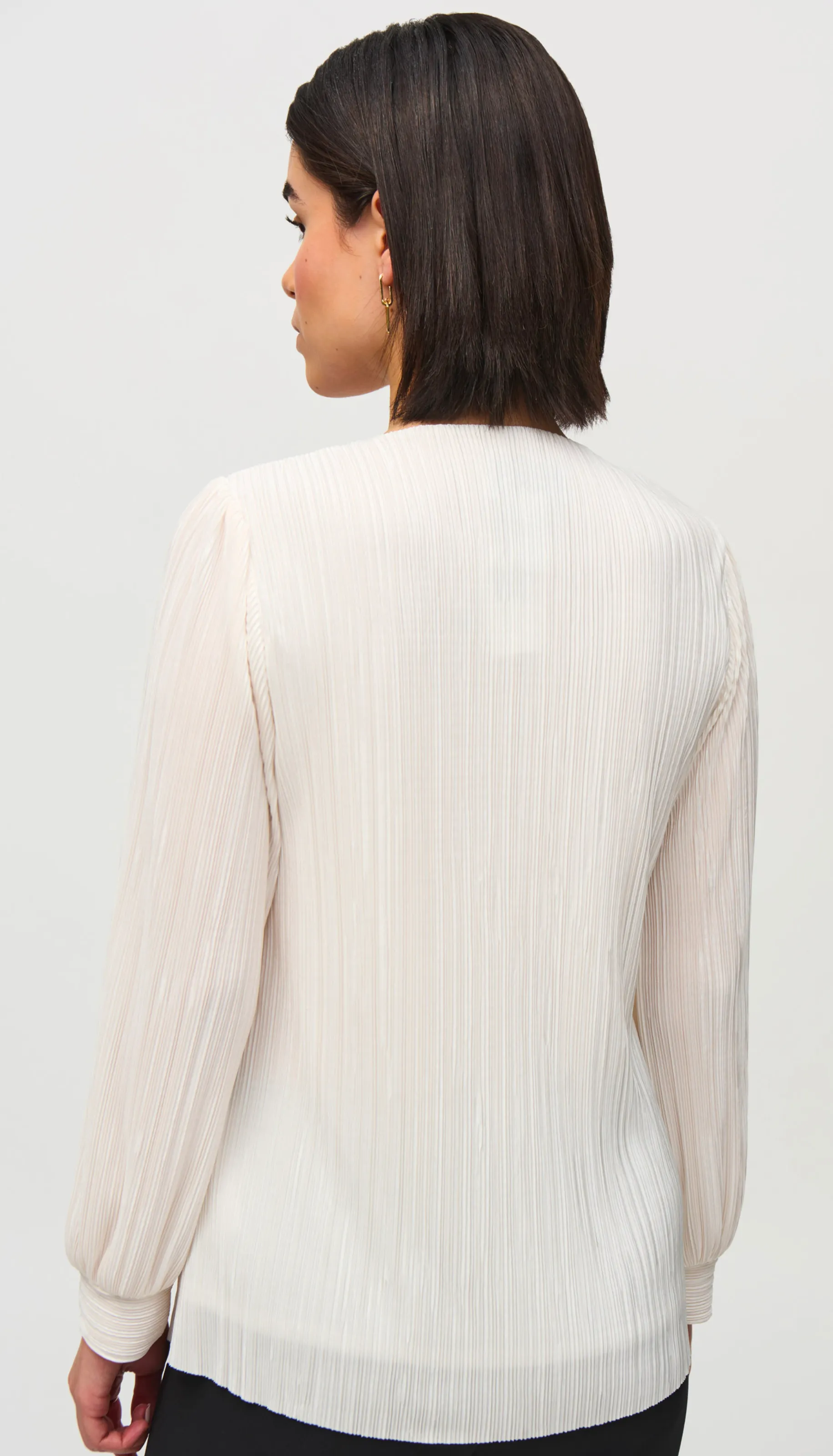 Pleated Boxy V Neck Top