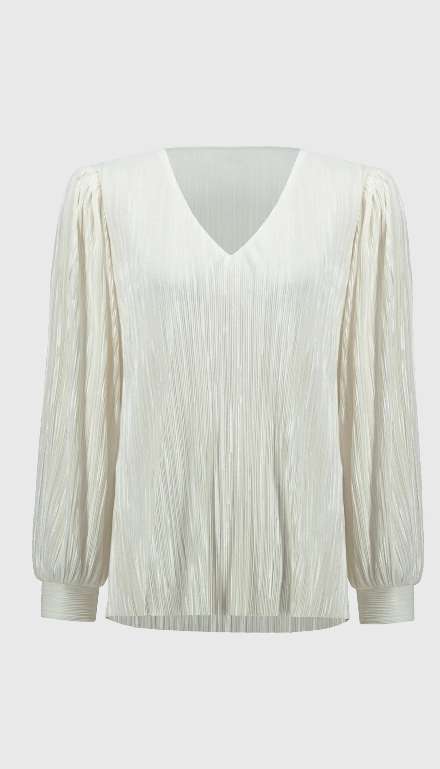 Pleated Boxy V Neck Top