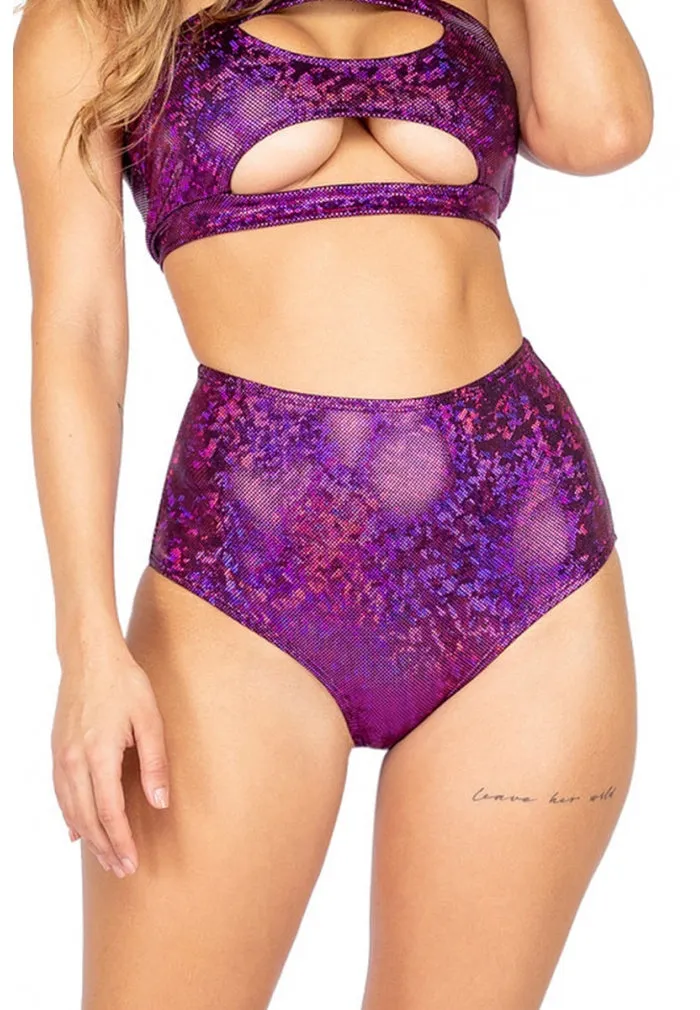 Purple Iridescent High Waisted Shorts