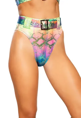 Rainbow Snake Skin High Rise High-Waisted Shorts