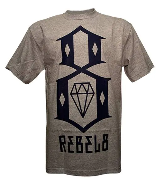 Rebel8 Logo T-shirt Heather Grey Navy