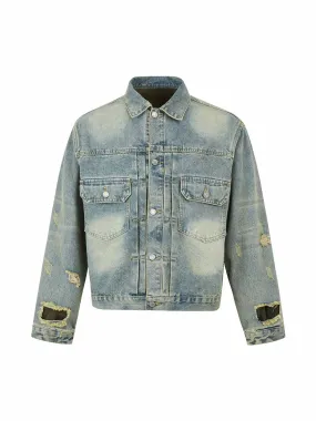 Ripped Washed Denim Jacket