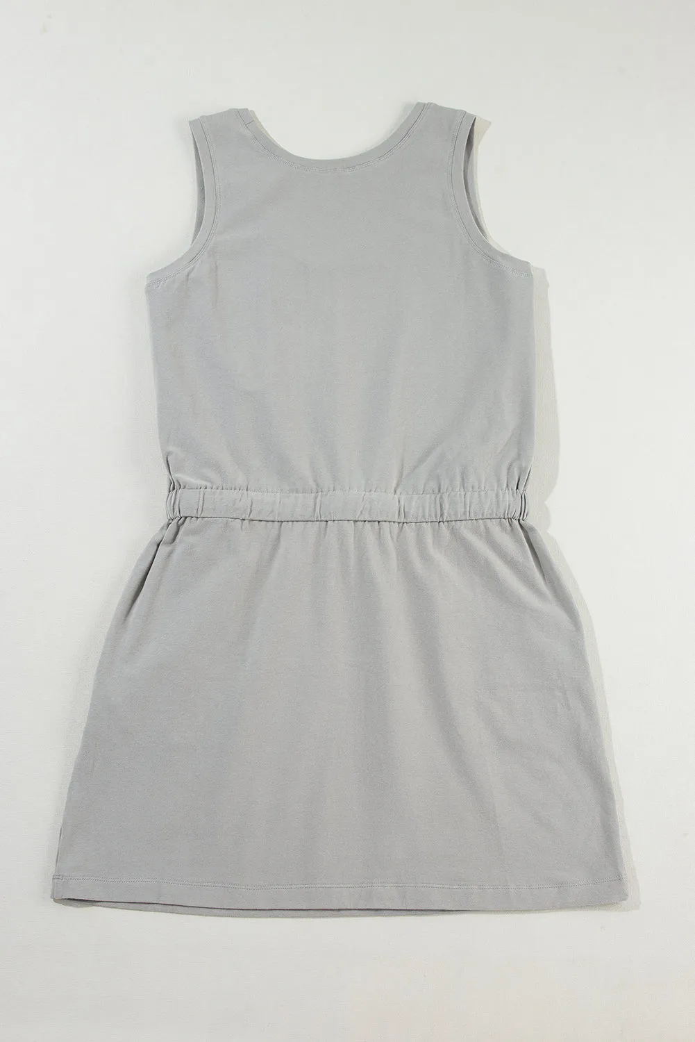 Sleeveless Drawstring Waist Mini Dress