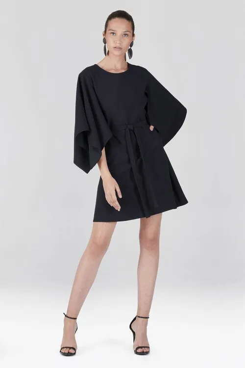 Solid Crepe Handkerchief Shift Dress