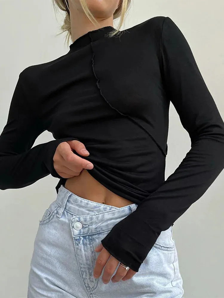 Turtleneck Casual Fashion Long Sleeve Tee