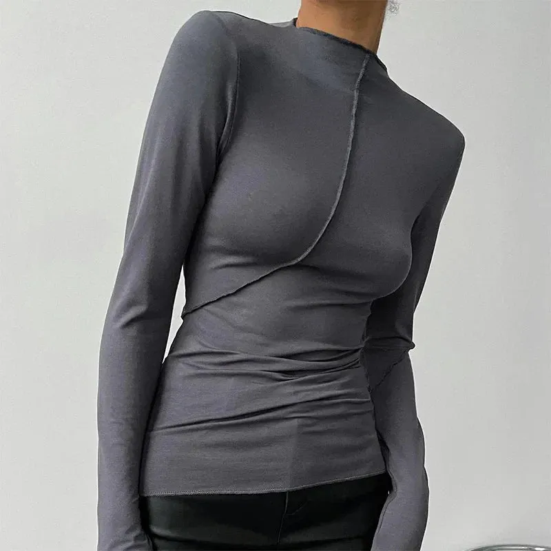 Turtleneck Casual Fashion Long Sleeve Tee