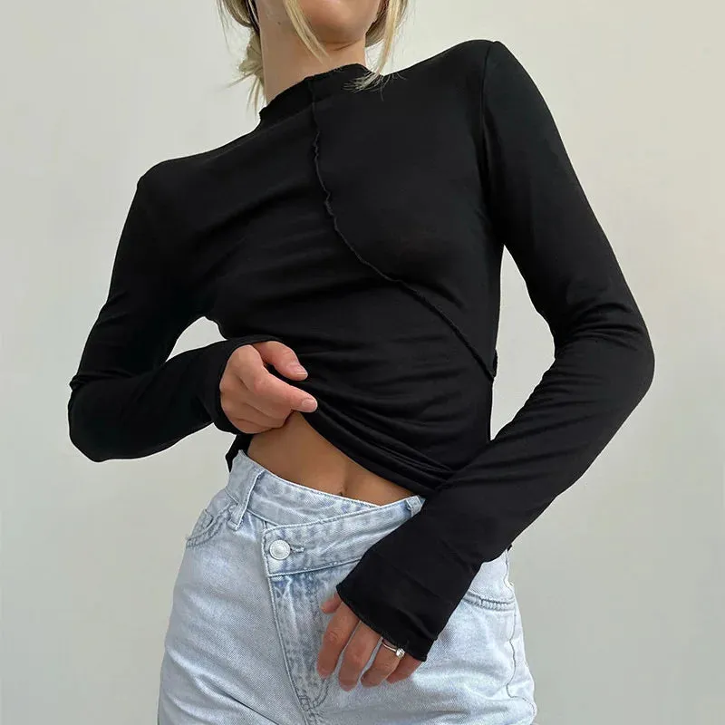 Turtleneck Casual Fashion Long Sleeve Tee