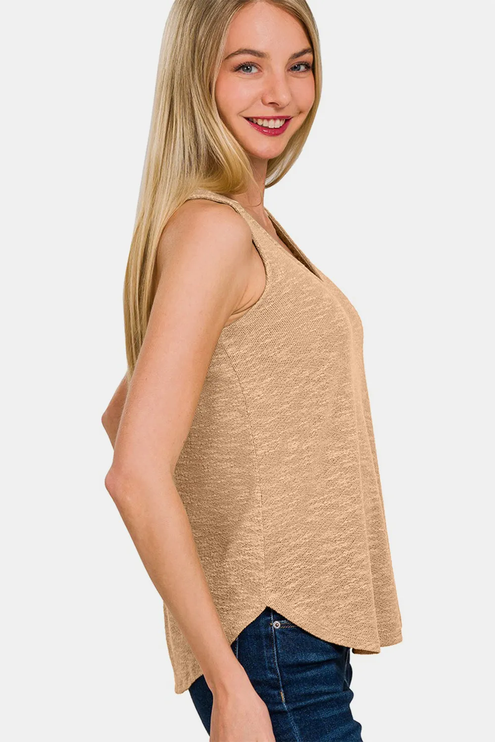 V-Neck Curved Hem Tank