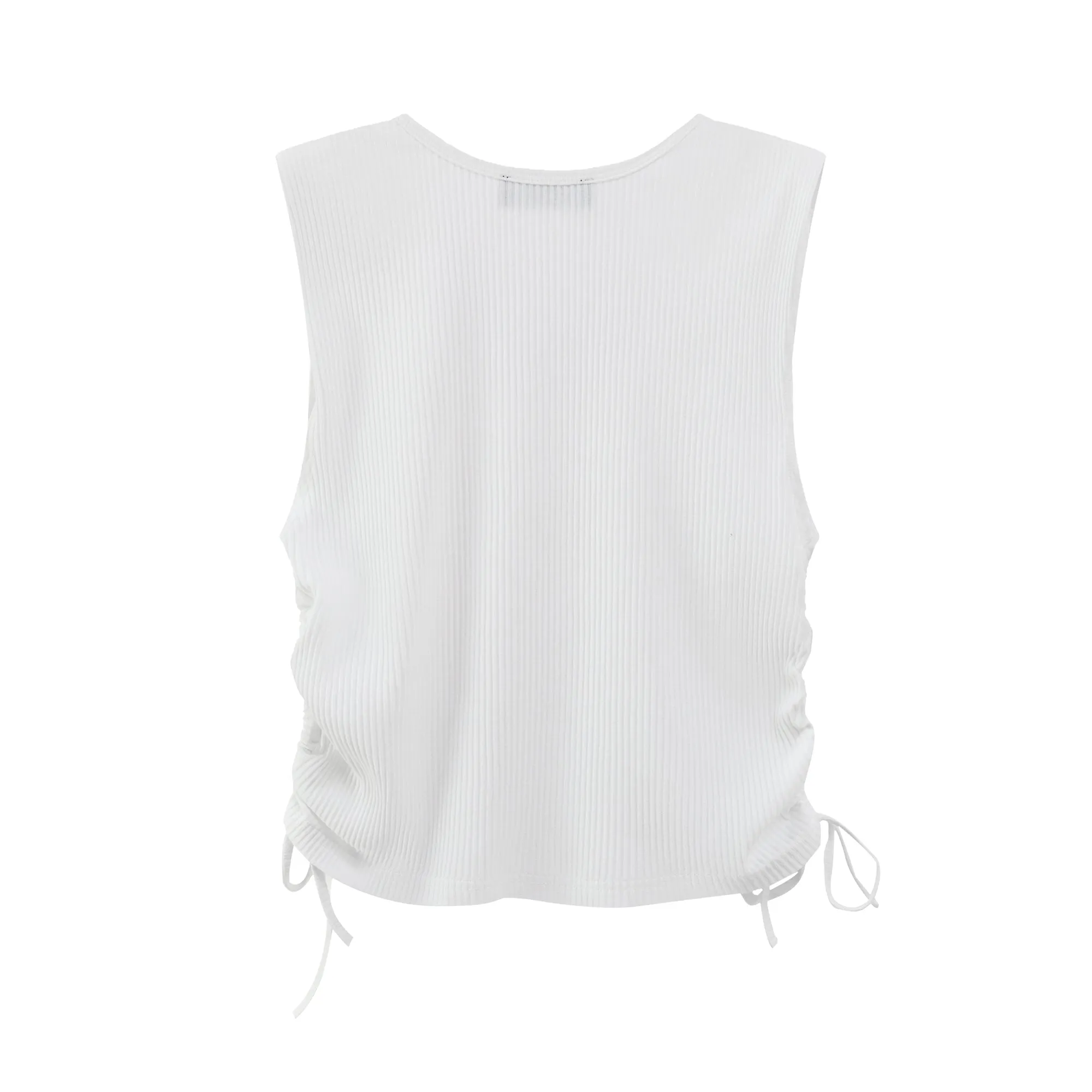 V-Neck Side Shirring Sleeveless Top