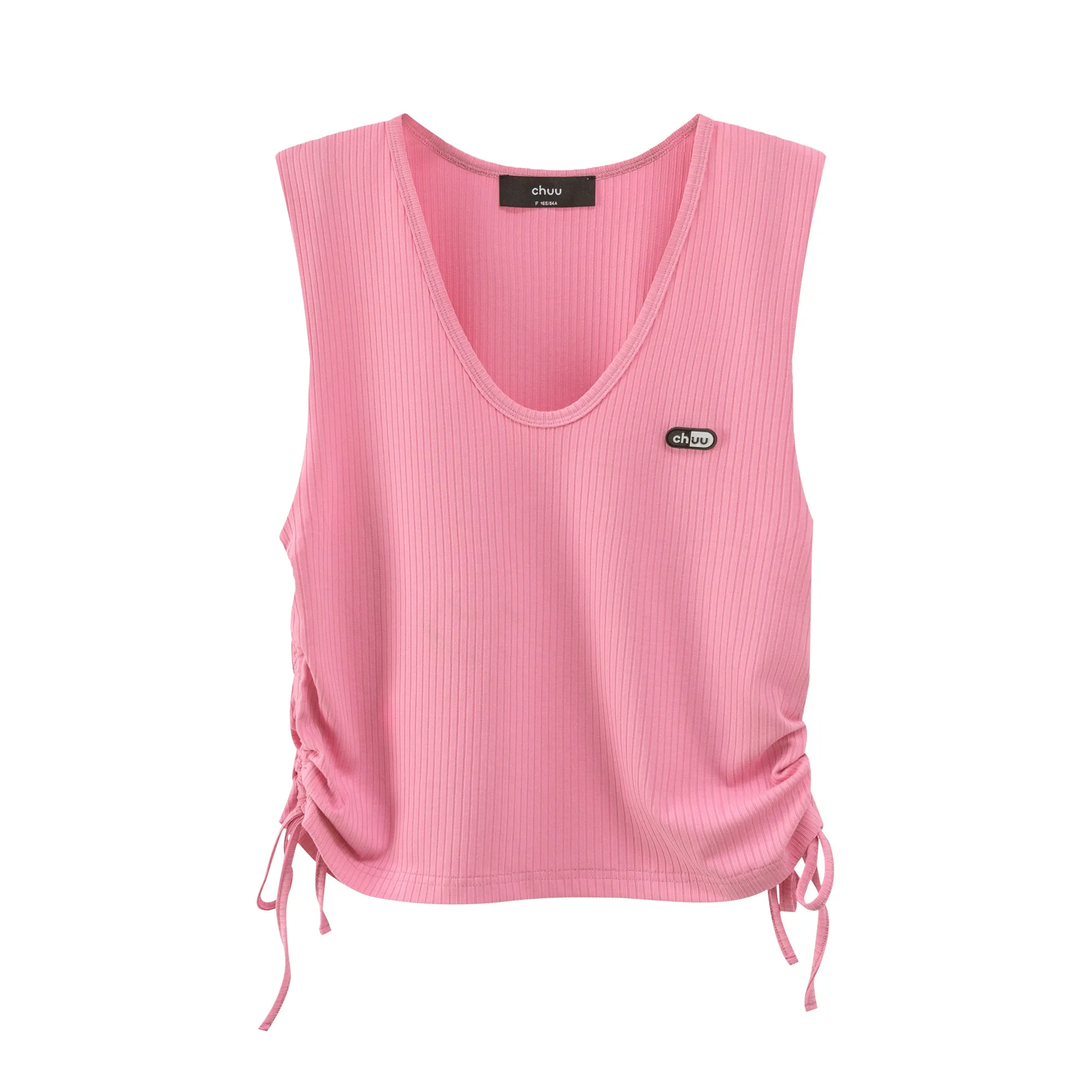 V-Neck Side Shirring Sleeveless Top