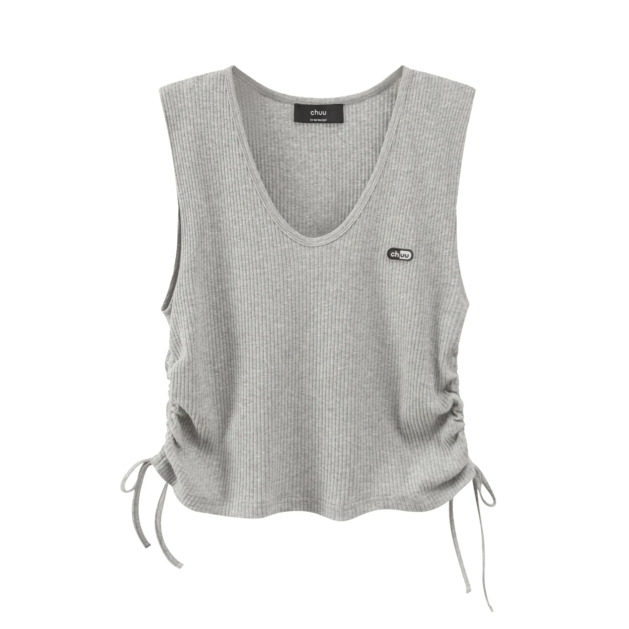 V-Neck Side Shirring Sleeveless Top