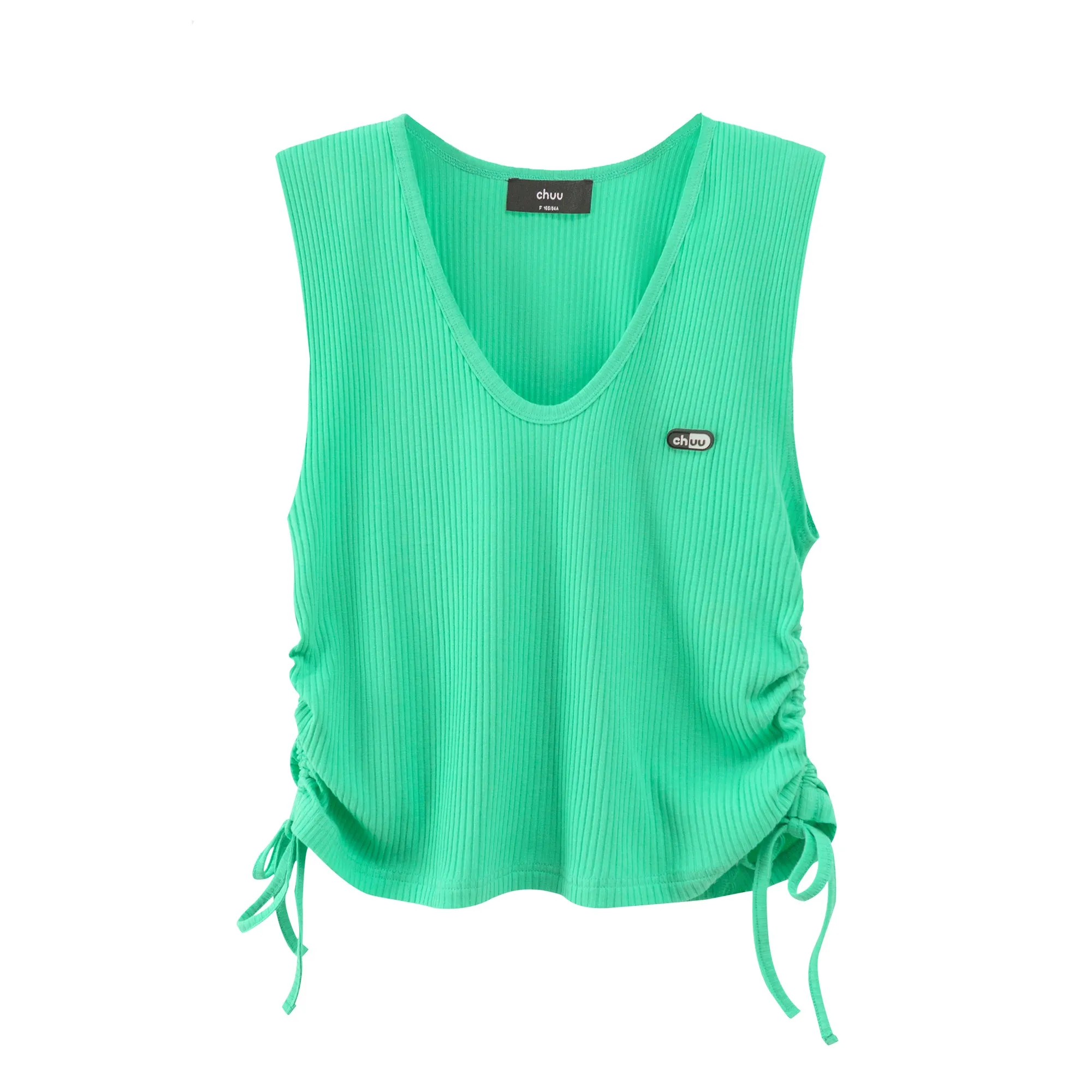 V-Neck Side Shirring Sleeveless Top