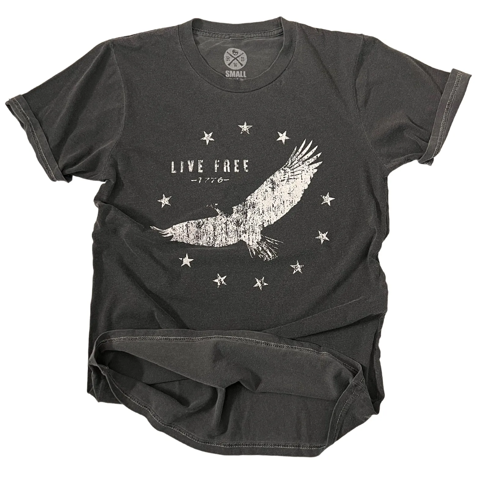 Women's Bald Eagle Live Free Vintage Black T Shirt