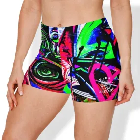 Women's Graffiti Art High Waisted Shorts